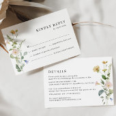 Blush Boho Wildblume Elegante Wedding RSVP Card Karte