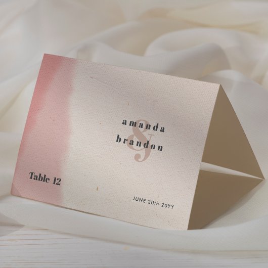Blush & Bold Script Wedding Guest Names Platzkarte Tischnummer