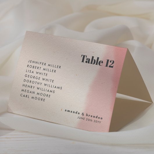 Blush & Bold Script Wedding Guest Names Platzkarte Tischnummer