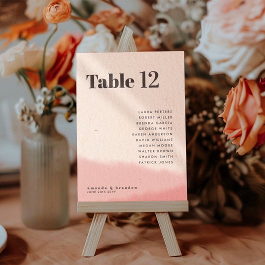 Blush & Bold Wedding Guest Names 12x18 Tischnummer