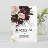 Blush & Bordeaux Einladung zur Hochzeit (Stehend Vorderseite)