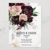 Blush & Bordeaux Einladung zur Hochzeit (Vorne/Hinten)