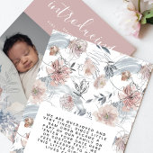 Blush Botanical Boho Summer Florals Baby Girl Ankündigung