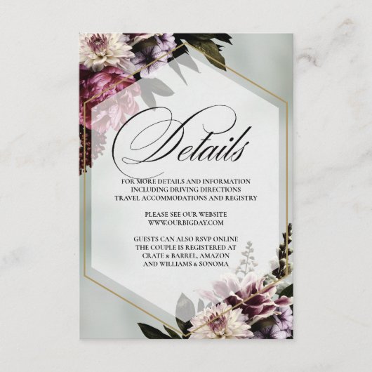 Blush Botanical Elegant Enclosure Card Details Begleitkarte (Vorderseite)