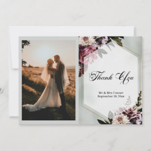 Blush Botanical Elegante Foto-Dankeskarten Dankeskarte