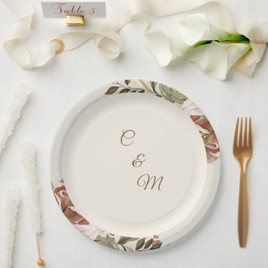 Blush Botanical Garden Hochzeitspapierteller Pappteller (Hochzeit)