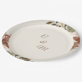 Blush Botanical Garden Wedding Paper Plate Pappteller (Schrägansicht)