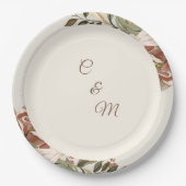 Blush Botanical Garden Wedding Paper Plate Pappteller (Vorderseite)