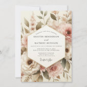 Blush Botanical Romance Wedding Einladung (Vorderseite)