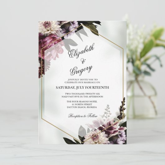 Blush botanical Wedding Invitation Einladung (Stehend Vorderseite)