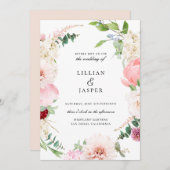 Blush Botanischer Blumenrahmen Einladung zur Hochz (Vorne/Hinten)