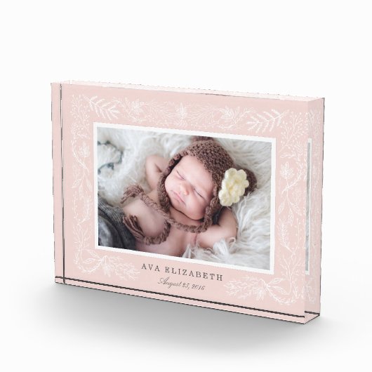 Blush Botanischer Rahmen | Baby Fotoblock (Rechts)