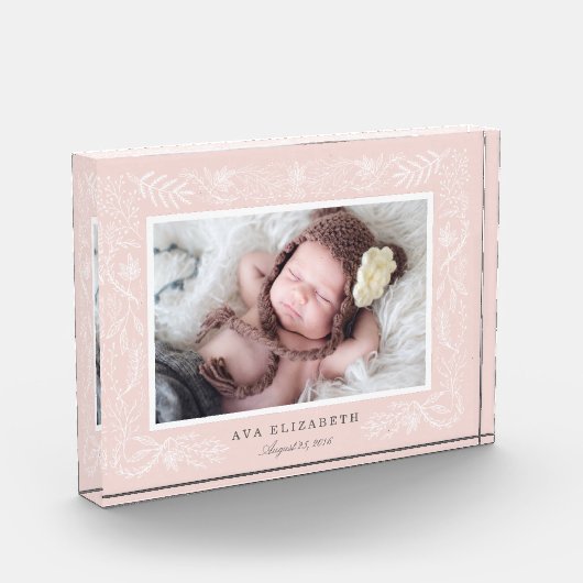 Blush Botanischer Rahmen | Baby Fotoblock (Links)