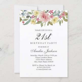 Blush Botanisches Party 21. Geburtstag Einladung