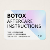 Blush Botox Injektionskarte nach der Behandlung (Vorderseite)
