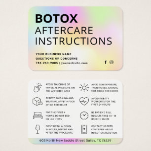 Blush Botox Injektionskarte nach der Behandlung