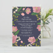 Blush Bouquet Baby Dusche Einladung (Stehend Vorderseite)
