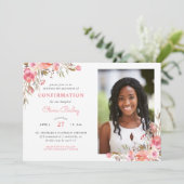 Blush Bouquet Foto Bestätigung Einladung (Stehend Vorderseite)