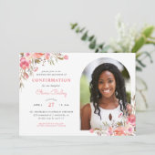 Blush Bouquet Foto Bestätigung Einladung (Stehend Vorderseite)