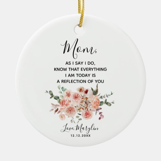 Blush Bouquet Personalisiert Mother of the Bride Keramik Ornament (Vorne)