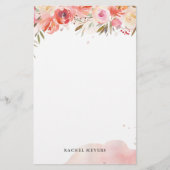 Blush Bouquet Personalisiert Name Monogram Briefpapier (Vorderseite)
