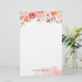 Blush Bouquet Personalisiert Name Monogram Briefpapier (Stehend Vorderseite)