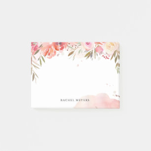 Blush Bouquet Personalisiert Name Monogram Post-it Klebezettel