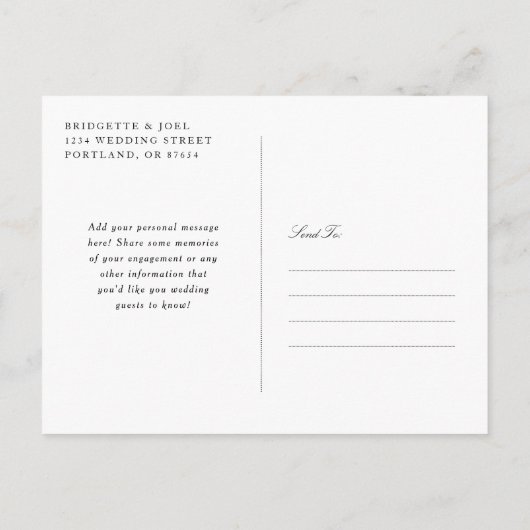 Blush Bouquet Romantisch und elegant Save the Date Ankündigungspostkarte (Rückseite)