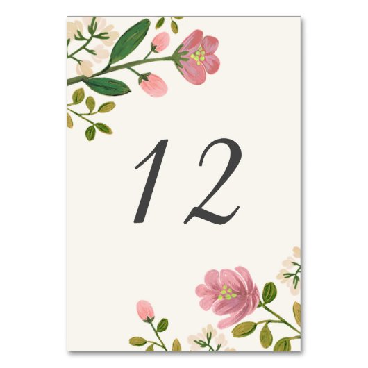 Blush Bouquet Tischnummer (Vorderseite)