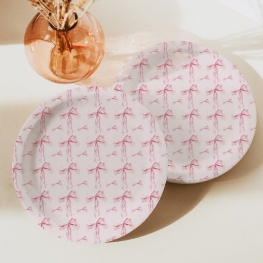 Blush Bow Babydusche Papierplatte Moderne Girl Pin Pappteller