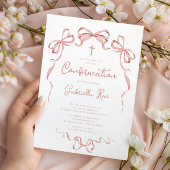 Blush Bow Confirmation Invitation Einladung