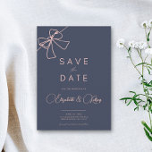 Blush Bow Elegance Schieferblau Save the Date