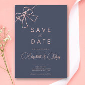 Blush Bow Elegance Schieferblau Save the Date