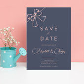 Blush Bow Elegance Schieferblau Save the Date