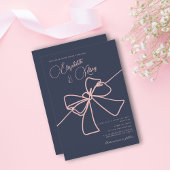 Blush Bow Elegance Slate Slate Blue Wedding Einladung