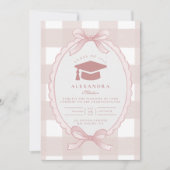 Blush Bow Elegant Graduation Einladung (Vorderseite)