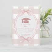 Blush Bow Elegant Graduation Einladung (Stehend Vorderseite)