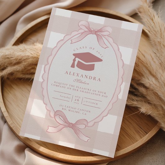 Blush Bow Elegant Graduation Einladung