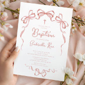 Blush Bow Girl Baptism Einladung