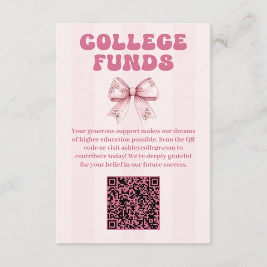 Blush Bow Graduation Party Uni Funds Begleitkarte (Vorderseite)