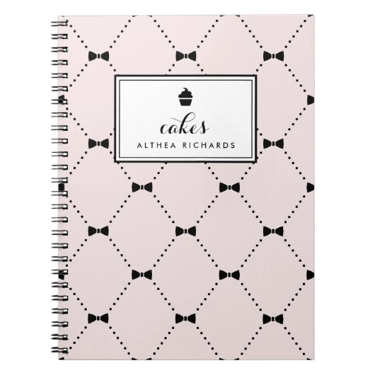 Blush Bow Krawatte Muster | Rezept Notizblock (Vorderseite)