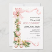 Blush Bow Ornament Christmas Party Invitation Einladung (Vorderseite)