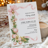 Blush Bow Ornament Christmas Party Invitation Einladung