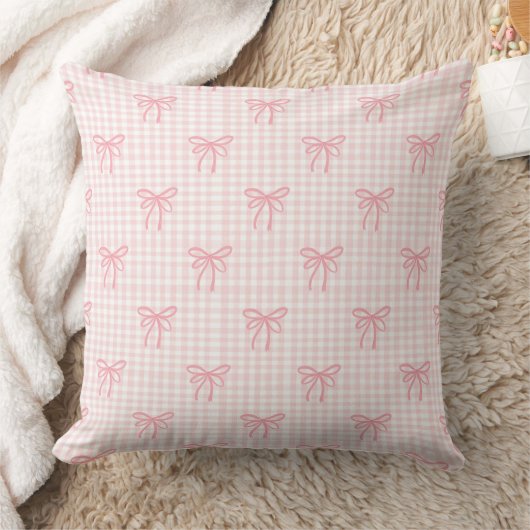 Blush Bows & Gingham Glow Kissen (Decke)
