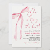 Blush & Bows Sie bindet das Brautparty des Knotens Einladung (Vorderseite)