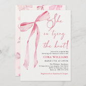 Blush & Bows Sie bindet das Brautparty des Knotens Einladung (Vorne/Hinten)