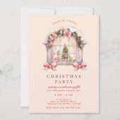 Blush Bows Weihnachts-Party Einladung (Vorderseite)