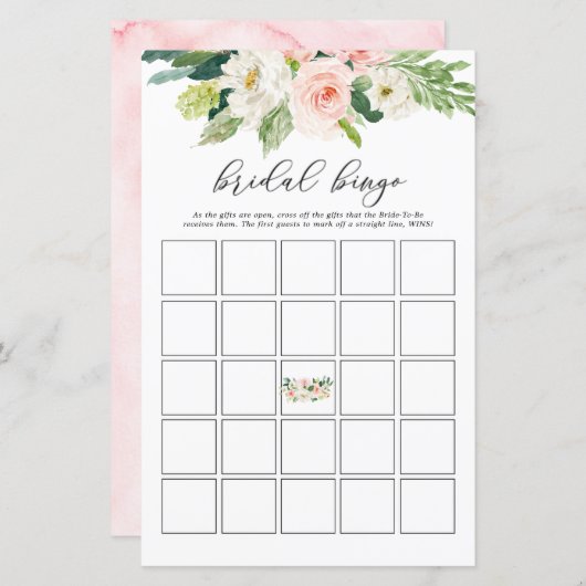 Blush Brautparty Bingo Game Cards (Vorne/Hinten)
