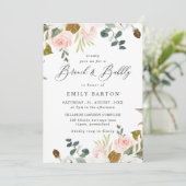 Blush Brautparty Brunch & Bubbly Einladung (Stehend Vorderseite)