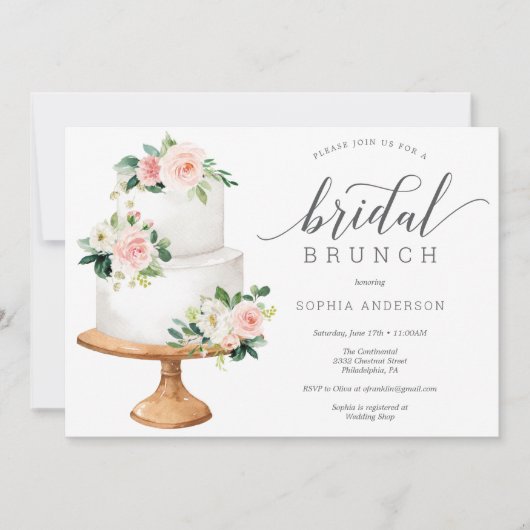 Blush Brautparty Brunch Einladung (Vorderseite)